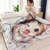 1pc Cute Cat Breaking Through Wall Healing Instagram-Style Printed Plush Blanket, Modern Design, Soft and Comfortable Blanket, Digital Printing, Suita