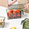 Contenitore Croccante con Coperchio e Manico Scatola di Stoccaggio Impilabile Organizzatore Stratificato Drenante per Frigorifero Frutta Verdura