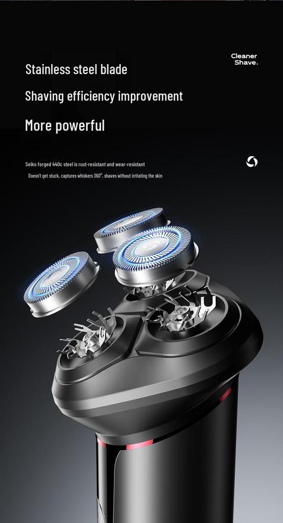 2025 Portable Rechargeable Men's Three-Head Electric Shaver - Wet & Dry, Body Washable