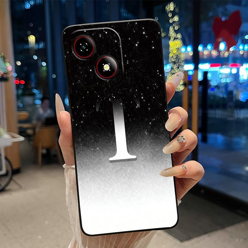 Beautiful Bright Color Couple Phone Case For ZTE Blade A35E Anti-scratch Soft Lucky Initial A-Z Letter Pattern Shell