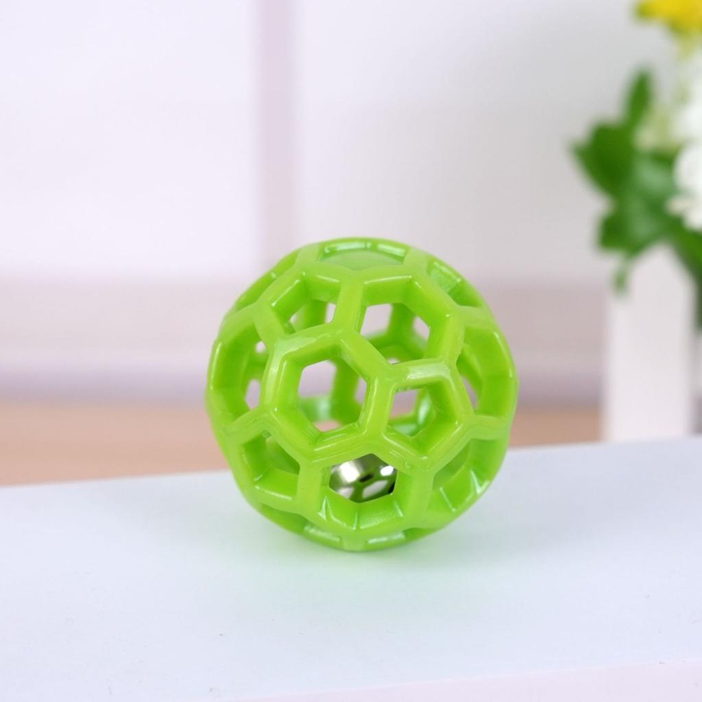 Durable Hollow Rubber Pet Chew Ball with Bell Sound Dog Cat Teeth Cleaning Toy Interactive Play Toy for Small Medium Pets