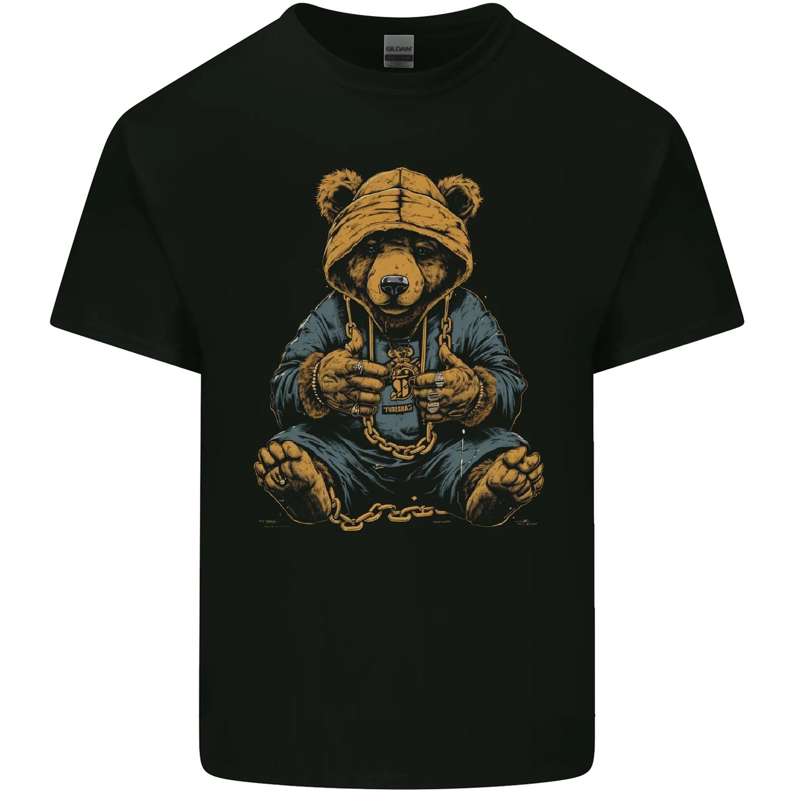 Hip-Hop Teddy Bear Gangsta Rap Gangster Mens Cotton T-Shirt Tee Top XL