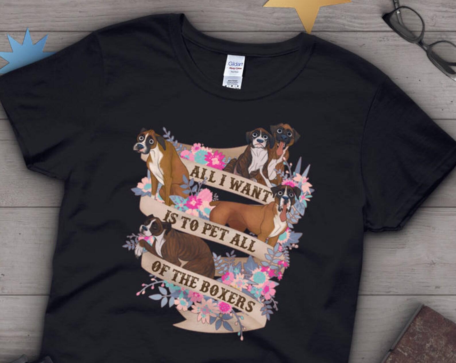 Boxer Dog Shirt,  , Dog Lover Gift, Cute Boxer Mom T-shirt, White Boxer Dog Lover TShirt, Pet Graphic Tee, Dog Lover Tops Pink Blue 130