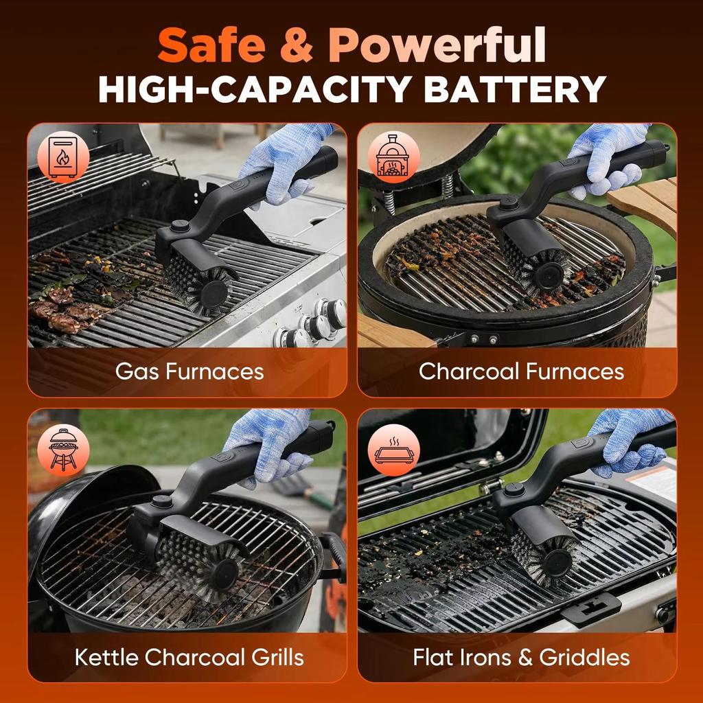 Multi-functional Electric BBQ Grill Cleaning Brush for Heavy Oil Stains, Home & Outdoor Use