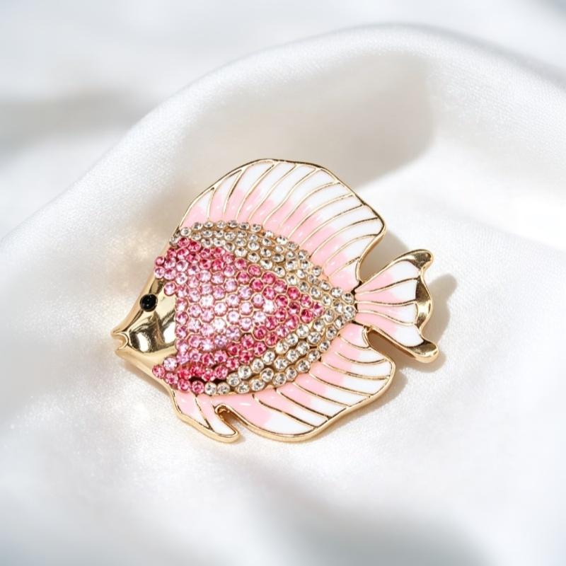 1 Pcs Rhinestone Tropical Fish Brooches Sparkling Crystal Inlay Vibrant Enamel Design For Daily Wear Party Accessory Gifts