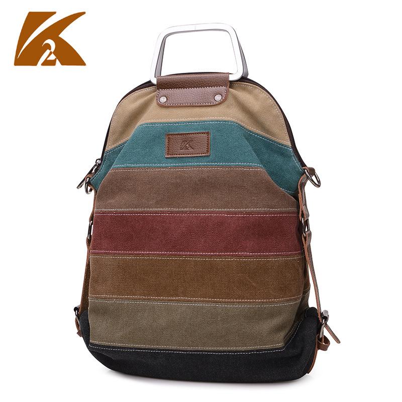 Contrasting Shoulder Crossbody Bag Women'S Canvas Backpack Large Capacity Carry-On Multi-Purpose Bag Multifunctional Backpack