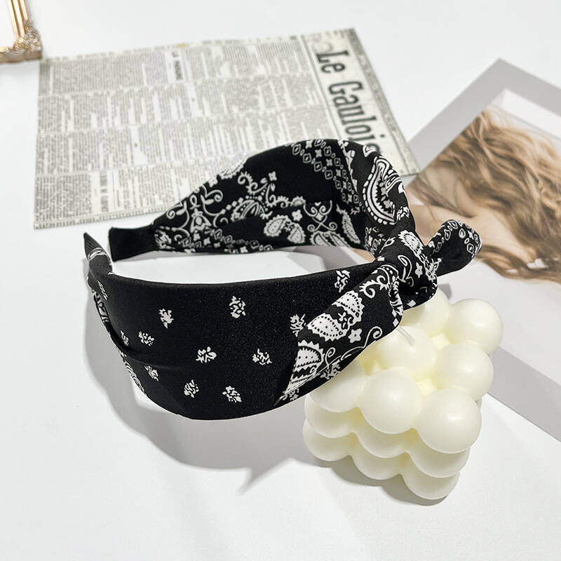 Boho Bow Print Headbands for Women Wide Brimmed Hairbands Vintage Elegant Hair Hoop Cross Knot Headwear Girls Hair Accessories