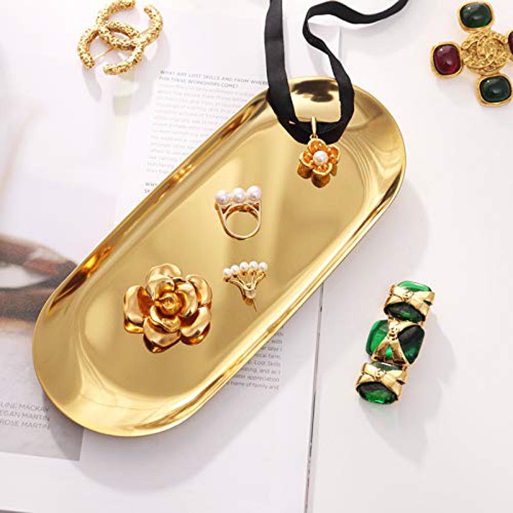 Chic Oval Stainless Steel Tray for Displaying Perfumes and Accessories