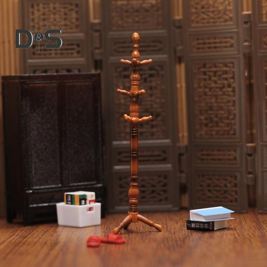 1:12 1:Miniatur-Puppenhauszubehör im Maßstab 6, Miniatur-Hut- und Garderobenständer, Bücher-Kleiderbügel-Set, kleine Sachen für das Puppenhaus-Schlafzimmer
