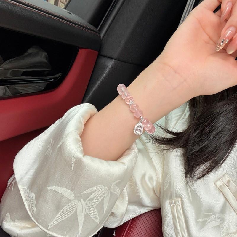 Pink Crystal Bracelet With Carved Faceted Abacus Beads Charm Fresh Style Jewelry Women