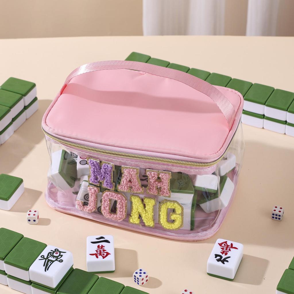 Mahjong Genomskinlig Kosmetisk Resväska, Våt & Torr Separation, Tvättväska med Stor Kapacitet