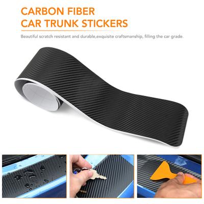 Evrensel Bagaj Arka Koruma Plakası Sticker Araba Arka Tampon Döşeme Tekmelenme Önleyici Çizik Koruma Sticker Şeridi 3D Karbon Fiber Film