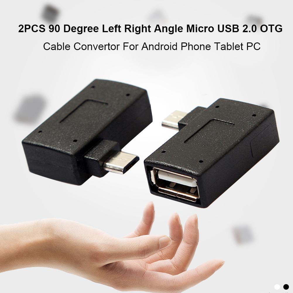 2Pcs 90 right angle Micro USB Female to Type-c OTG Adapter for Mobile Phone