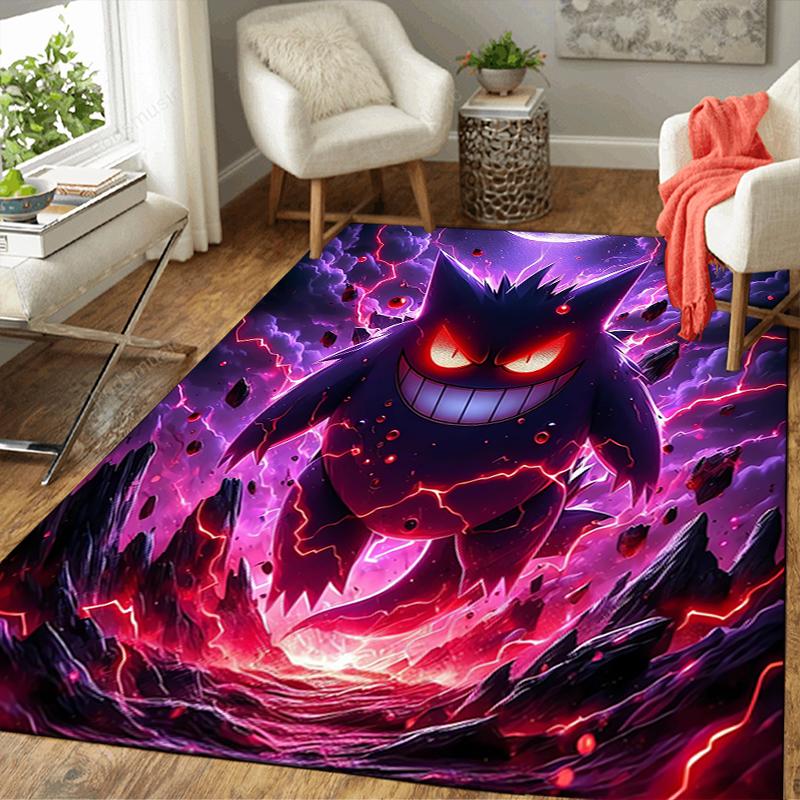 1Pc Gengar Moonlit Storm Rug, Office Carpet Indoor Outdoor Doormat, Non-Slip Soft, Living Room, Christmas Halloween Gift. M928806