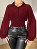 Elegant Lantern Sleeve Women's Solid Color Shirt