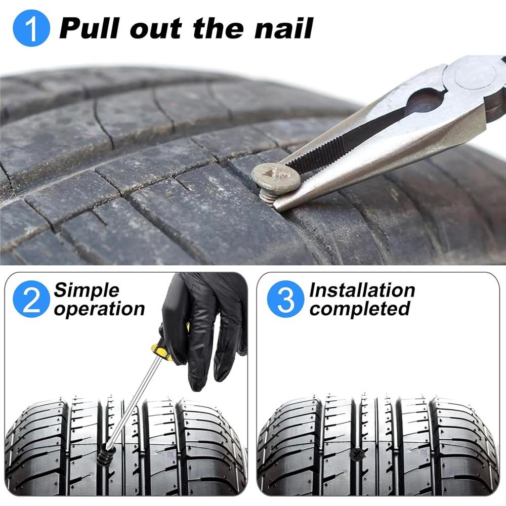 60-Piece Tubeless Tire Repair Pins – Rubber-Coated Metal Kit 12x5.2/15x6.6mm For Car, Motorcycle, Truck, Bicycle – Quick Repair, No Tire Removal