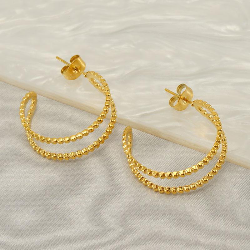 New personality stainless steel geometric hollow earrings design sense niche versatile earrings women