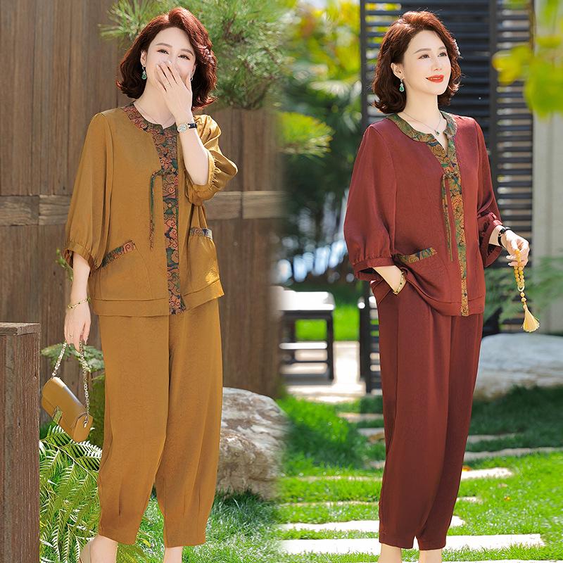 Women's Summer 2026 Cotton Linen Two-Piece: Plus Size Shirt & Wide Leg Pants