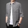 Spring New Long-sleeved Cotton and Linen Shirts for Men, Business Casual Tops, Real Pockets, Middle-aged Bottoming Shirts for Men