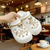 24PCS Luxury Design Shoe Charms Set Accessories for Clogs Shoe Buckle Gold Plated Bear Rhinestone Bow Chain DIY Shoes Decoration