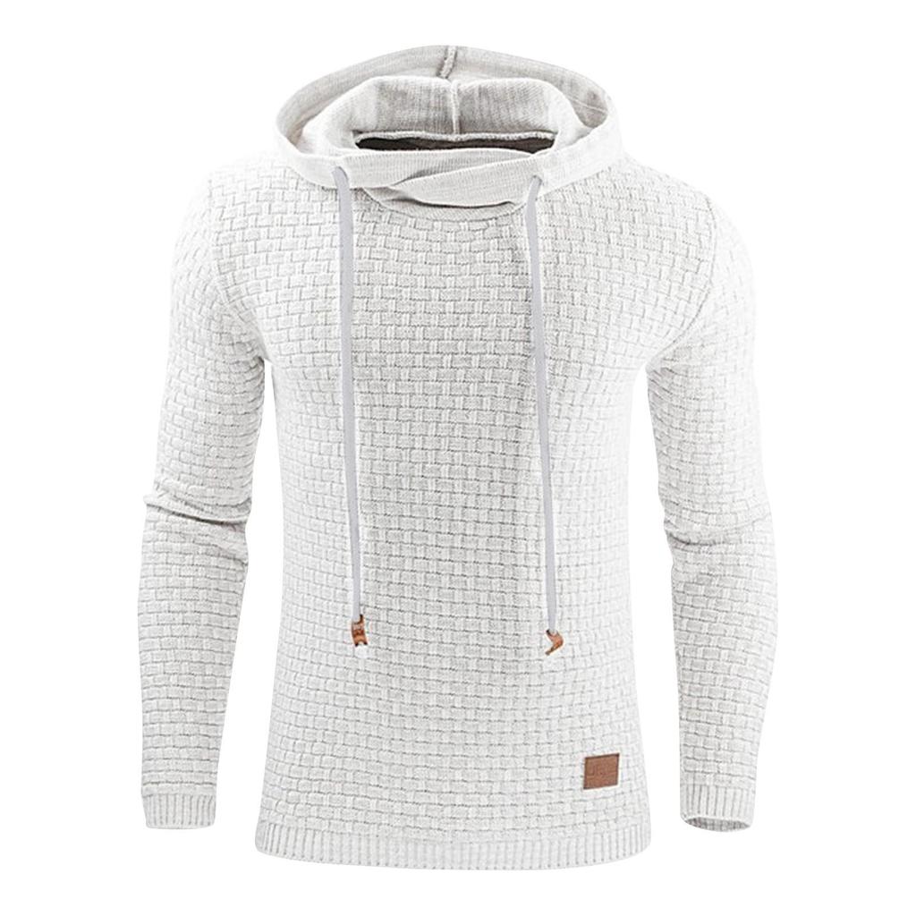 Men's Casual Solid-color Checkered Hoodie, Long-sleeved Hoodie, Sweatshirt And Jacket