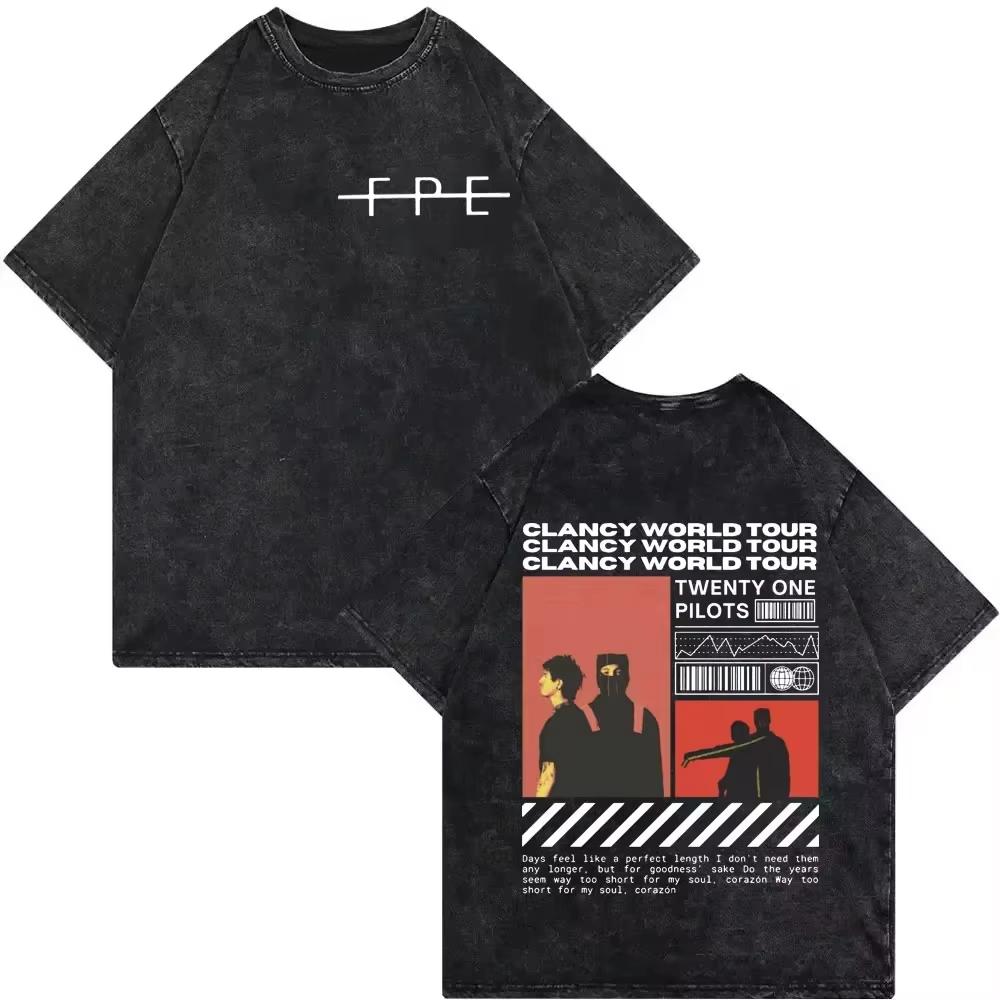 

Twenty One Pilots Clancy Tour 2025 Футболка Чоловіки Жінки Мода Вінтажний Праний Футболки Повсякденний Вільний Чиста Бавовна Футболка 3XL