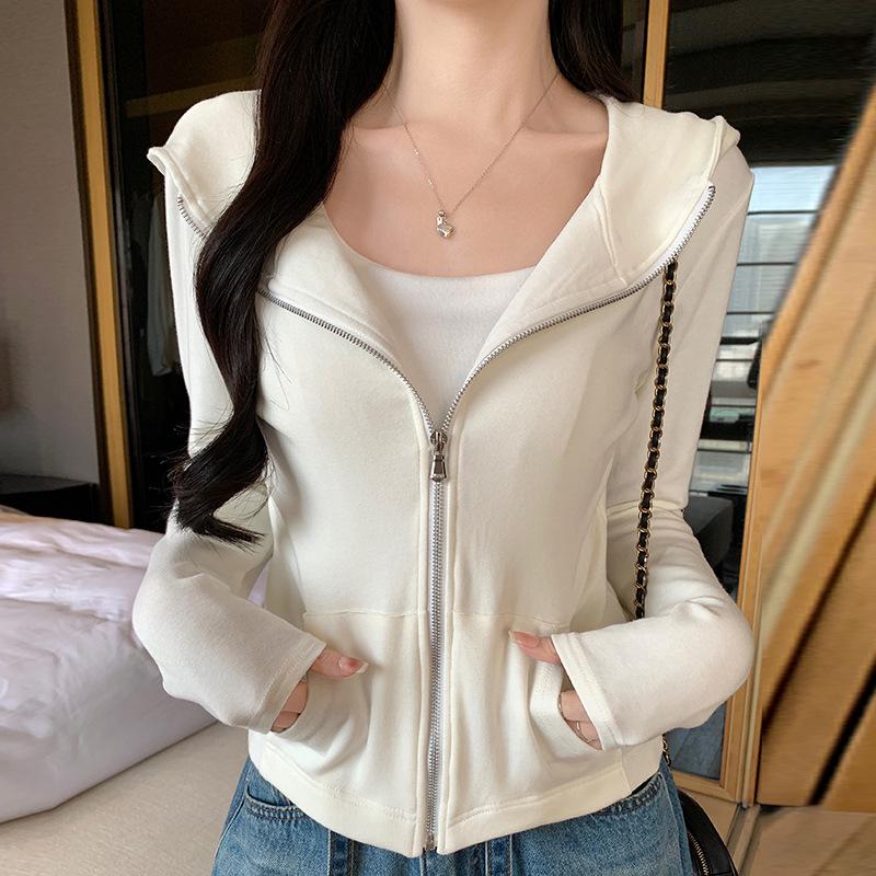 Women S Hooded Zip Up Cardigan Slim Fit Long Sleeve Outerwear