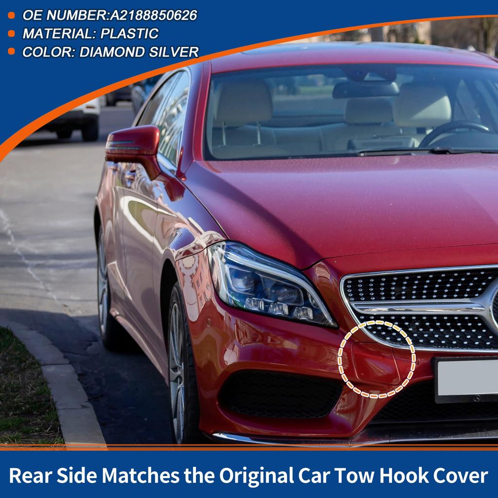 ACROPIX Front Car Bumper Toe Hook Diamond for Mercedes and Benz CLS W218 CLS550 Part 1 Piece Cover, Silver, 2015-2018, Number A2188850626,