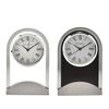 Wm.Widdop Black Glass Panel Aluminium Base Mantel Clock