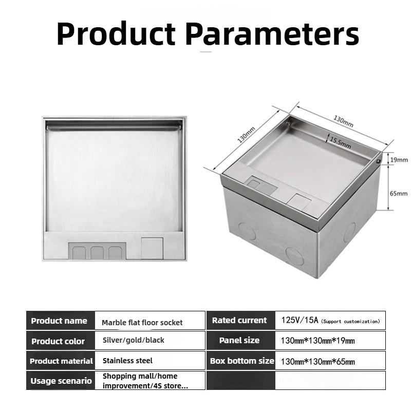 Factory Stainless Steel Embedded Power Socket Multifunctional Universal Floor Socket Marble Style Hidden Socket