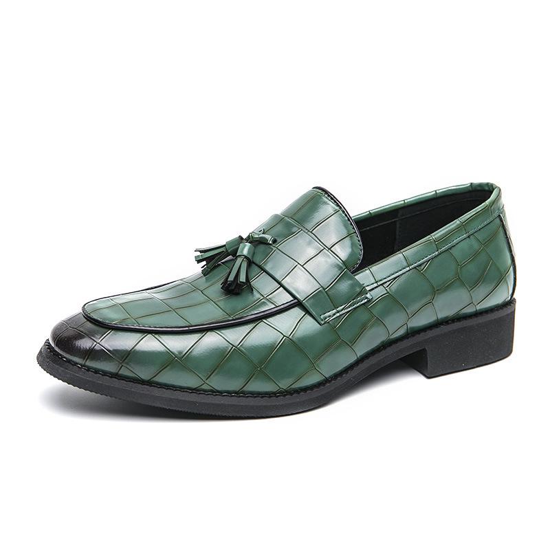 Men's Embossed Leather Tassel Loafers - Korean/British Style, Formal & Casual, Plus Sizes, Perfect for Weddings
