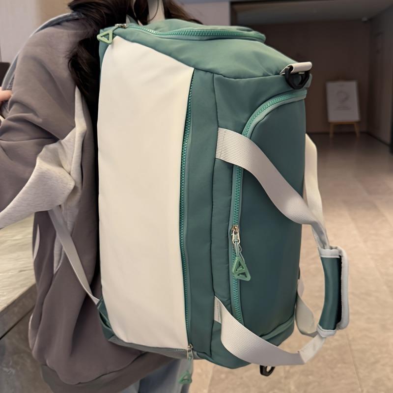 Large Capacity Nylon Travel Duffel Bag with Shoe Compartment & Wet/Dry Separation, Multi-Functional Sports Duffel for Men & Women