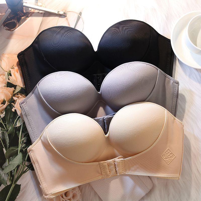 Unsichtbare Unterwäsche, BH mit Vorderverschluss, ultraweiches, trägerloses, nahtloses Bralette für alle Anlässe