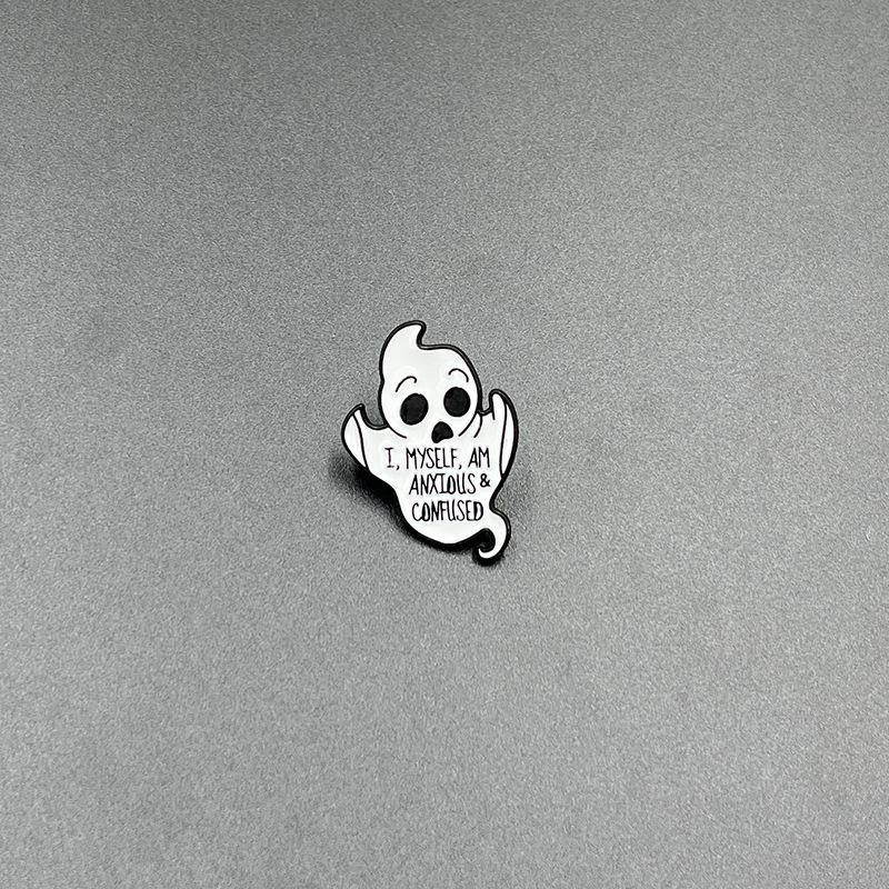 Dark Skull Alloy Brooch: Cassette Tape & Fries Halloween Punk Badge