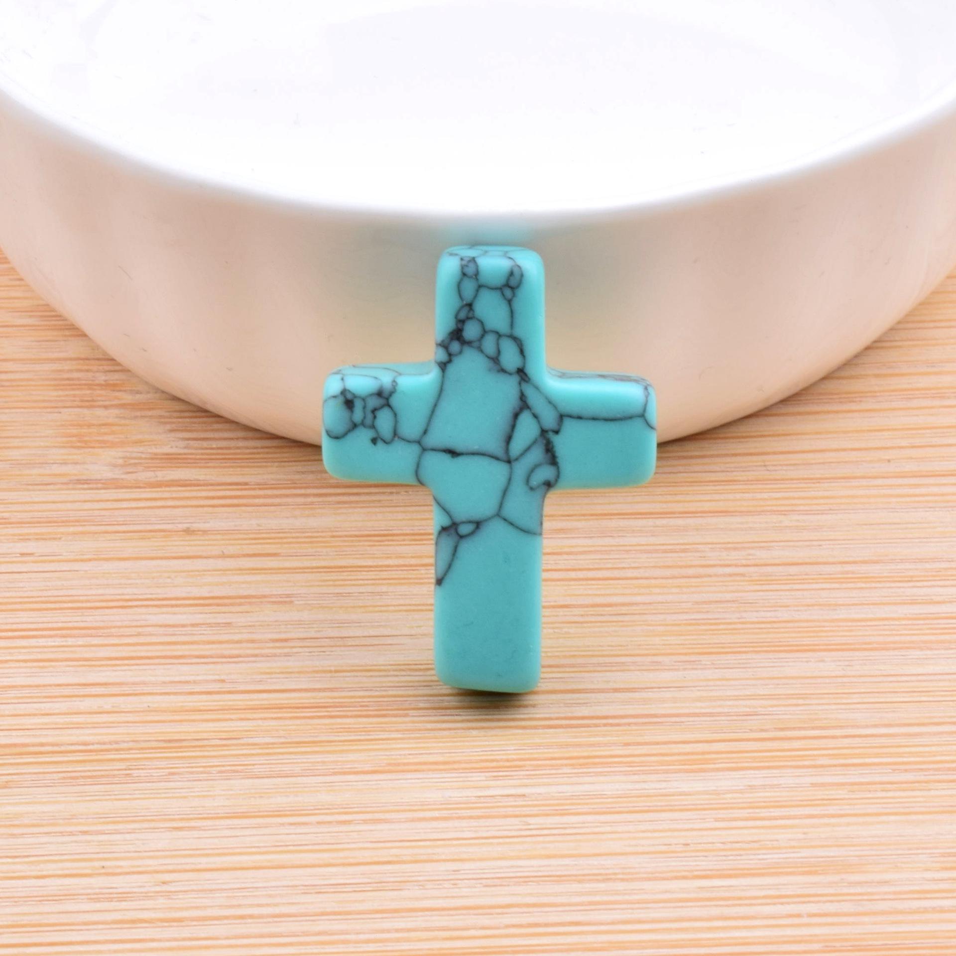 Explosion-Proof Rose Quartz Cross Pendant Charm for Easter Necklace DIY