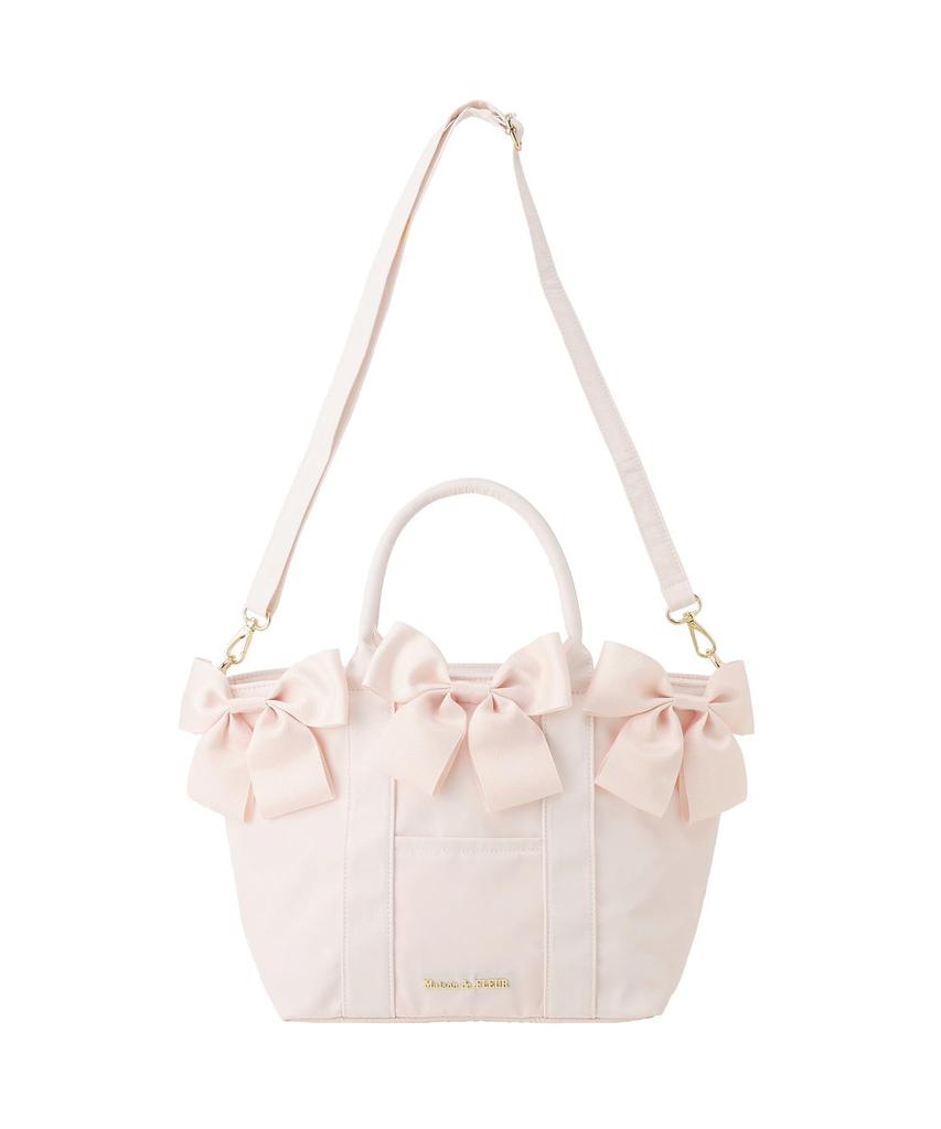Maison de FLEUR Volume Ribbon Tote Size Tote 08001388900 2-Way Bag, Black, F, Bag,