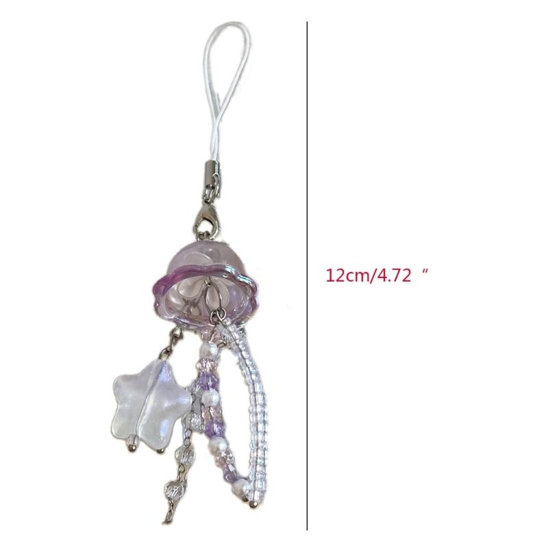 Cute Jellyfish Star Charm Phone Chain for Women Girls Handmade Beaded Keychain