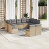Vidaxl 11-Cz. Set di Mobili da Giardino con Cuscini, Beige, Polyrattan