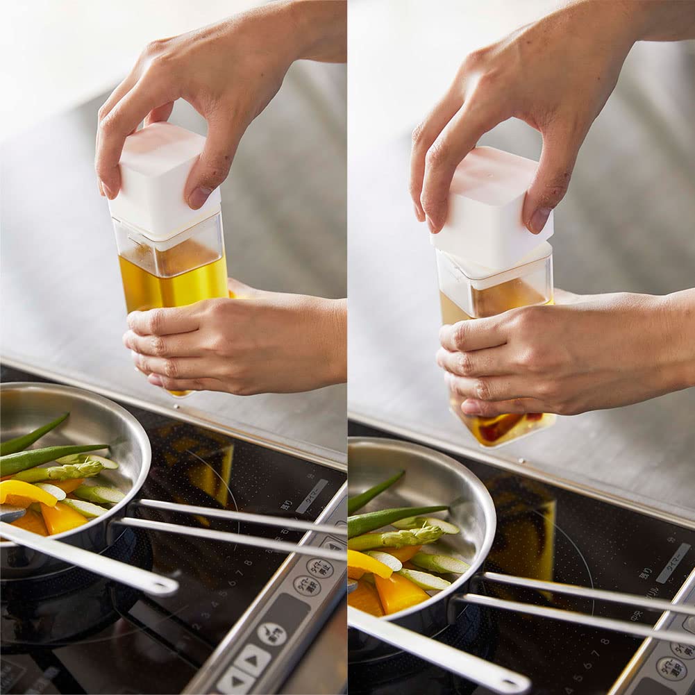 Yamazaki Jitsugyo 5718 Magnetic Seasoning Bottle, White, Approx. W5.5XD5.7XH17.2cm, Sealed, Easy To Open/Close, Can Be Disassembled and Washed