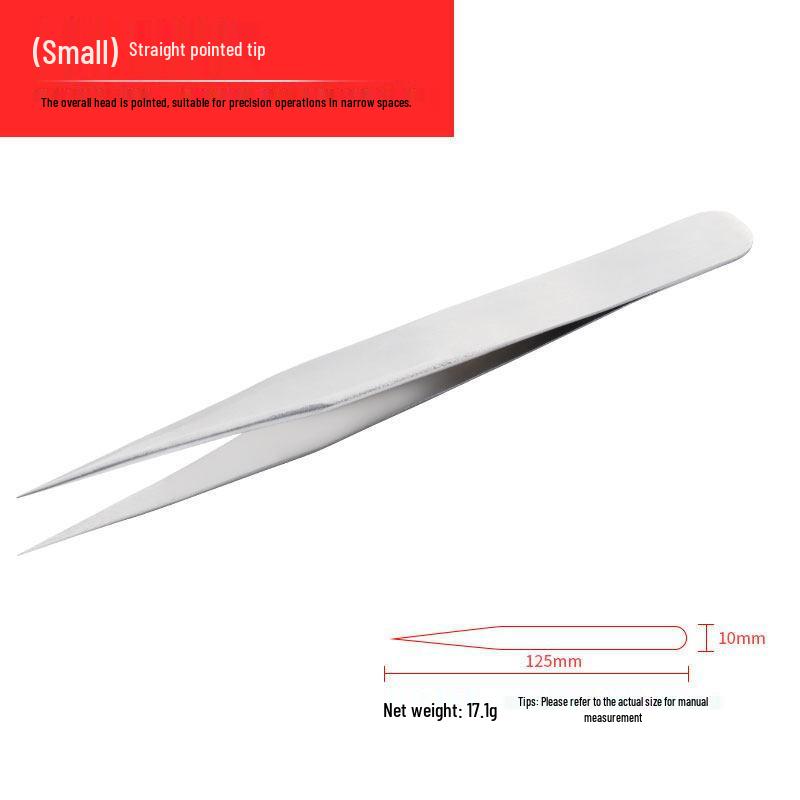 AA Thickened Stainless Steel Swiss Tweezers - High Hardness, Wear-Resistant, Pointed Tip for Jewelry, Gardening, and Nest Maintenance.