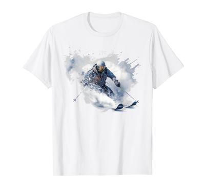 Winter Snow Powder Mountain Skiing, Cross-Country Skiing, Sports, Outdoor, Mountain, Snow, Snow, T-Shirt