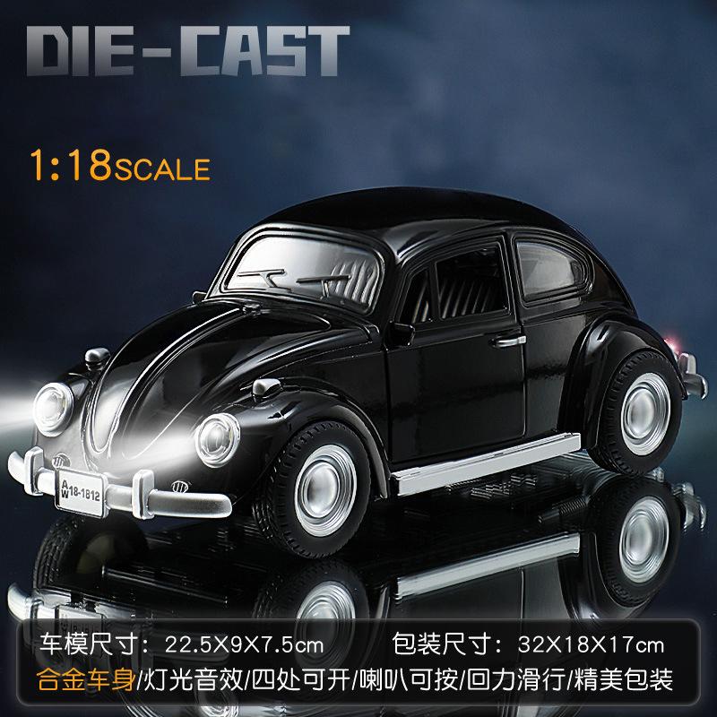 New 1:18 Classic Car Beetle 1955 Alloy Car Model Sound and Light Pull Back Children's Toy Collectibles Birthday gift