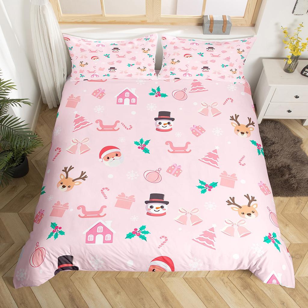 Comforter Homewish Red Dots Christmas Tree Princess Pink Cartoon Bedding Sethappy New Year Bed Set