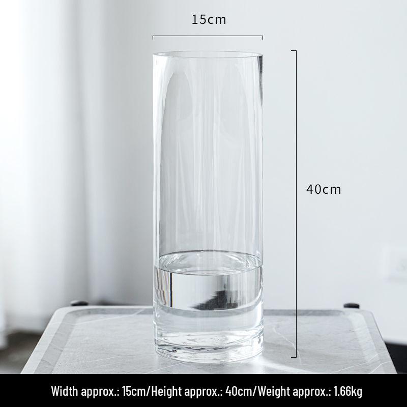 Elegant Transparent Glass Vase for Home Décor – Large Straight Tube Design for Floral Arrangements