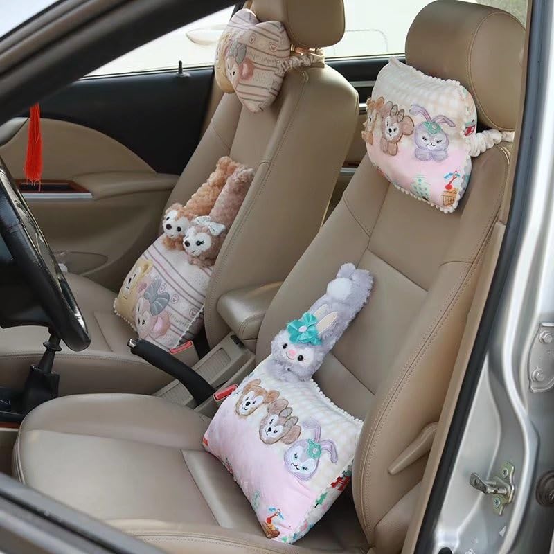 Stella Lou and ShellieMay Neck Car Neck Seat Belt Headrest Perfect for Long Cute Character Easy Suitable for All Seasons Belt Cover Pad, Pillow,