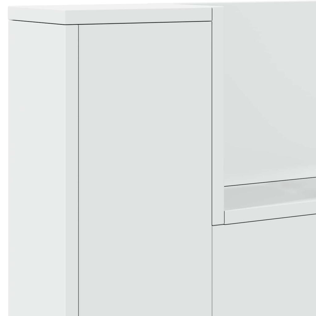 Headboard Cabinet with LED and Shelf White 140 x 16.5 x 103.5 cm