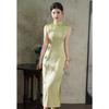 "Blue Dyeing" Blue sleeveless cheongsam ancient method full open placket and floor-moving long young girl high sense daily can