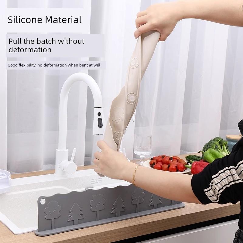Kitchen Sink Water Barrier, Sink Countertop Suction Cup Waterproof Board, Silicone Water Barrier Strip, Anti-Splash Water Partition