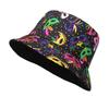 Retro Ball Mask Pattern Bucket Hats Women Men Summer Sunscreen Sun Hat Reversible Fisherman Hat Female Decorate Panama Hip Hop