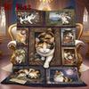 Japanese Cat Portraits 2D Flat Pattern Flannel Blanket, High quality All Seasons, Home Decor, Warmth and Comfort, Perfect for Christmas Gifts.